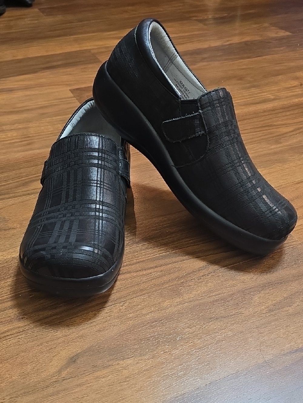 Alegria Kara Black Plaid Slip On Shoe